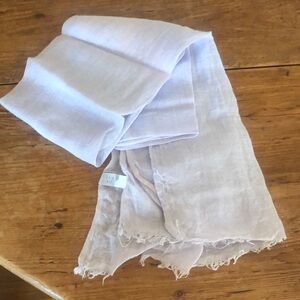Pure linen scarf palest blue w/ some color fade inconsistency barely noticeable